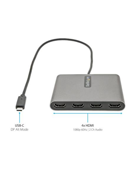 ADAPTADOR STARTECH USB-C MACHO / 4XHDMI HEMBRA SOLO WINDOWS SILVER