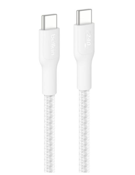 CABLE BELKIN USB-C MACHO / USB-C MACHO TRENZADO 240W 1M WHITE