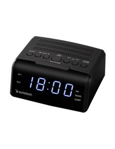 RELOJ DESPERTADOR SUNSTECH FRD35U RADIO FM USB JACK BLACK