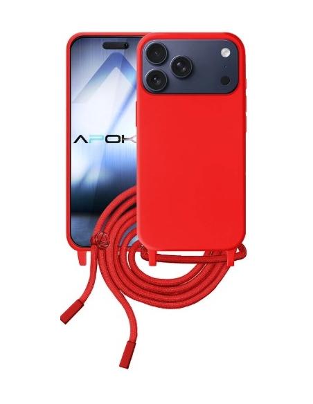 FUNDA MOVIL BACK COVER HT SILICONA RED + CORDON BLACK IPHONE 17 PRO MAX