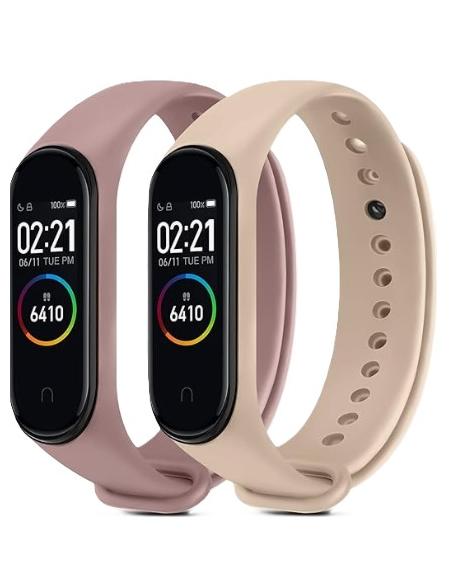 CORREA HT PARA XIAOMI MI BAND 3 / 4 / 5 / 6 CREAM + PINK 2 PACK