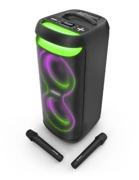 ALTAVOZ BLUETOOTH ENERGY KARAOKE PARTY 150W TWS MICRO SD USB JACK RGB BLACK + 2 MICROFONOS