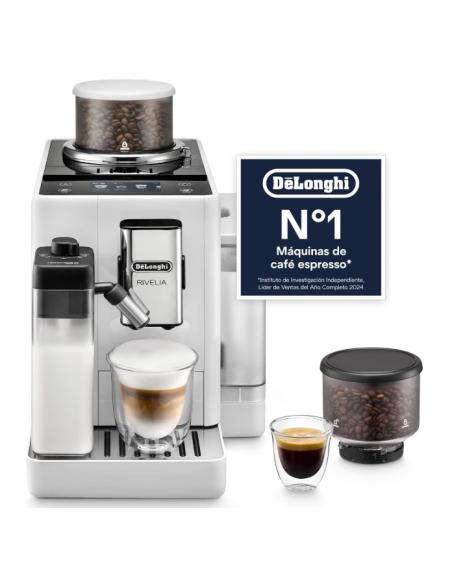 CAFETERA SUPERAUTOMATICA DE LONGHI RIVELIA ESPUMADOR AUTOMATICO WHITE