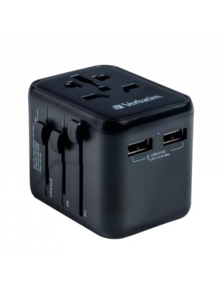 ADAPTADOR VERBATIM UNIVERSAL MULTI ENCHUFE + 2X USB BLACK