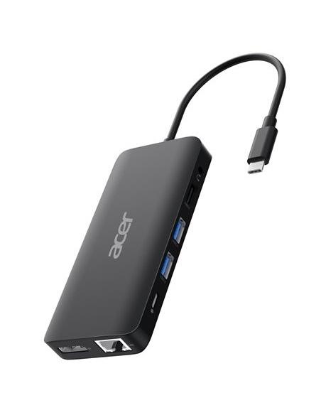PUERTO REPLICADOR USB-C ACER 12 EN 1 2XHDMI + DP + RJ45 + 3XUSB 3.2 + USB-C + USB-C PD 100W + SD + JACK BLACK