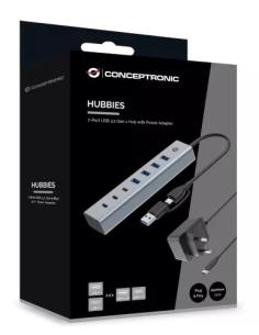 HUB CONCEPTRONIC USB / USB-C 7 PUERTOS 3X USB-C 3.2 + 4...