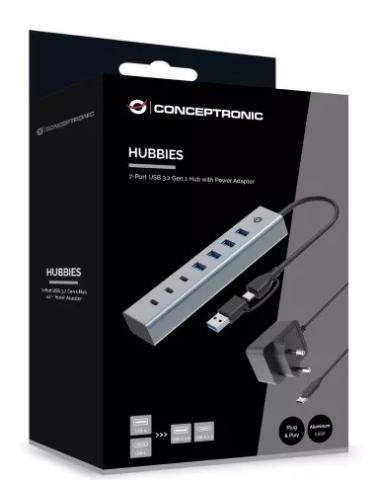 HUB CONCEPTRONIC USB / USB-C 7 PUERTOS 3X USB-C...