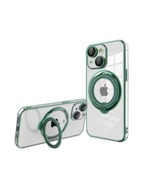 FUNDA MOVIL BACK COVER COOL MAGNETIC RING TRANSPARENTE/GREEN IPHONE 15 PLUS