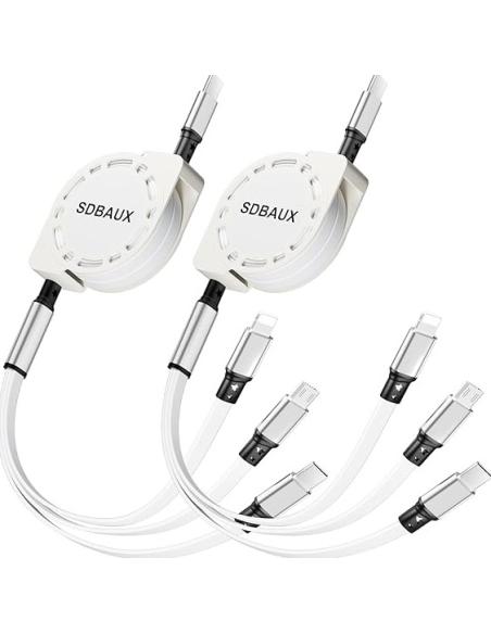 CABLE KABLEX 3 EN 1 USB-C MACHO / LIGHTNING MACHO / USB-C MACHO / MICRO USB MACHO 1M WHITE 2PACK