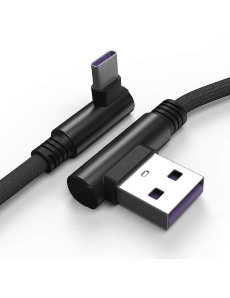 CABLE KABLEX USB MACHO / USB-C MACHO 1M ACODADO BLACK