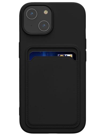 FUNDA MOVIL BACK COVER HT SILICONE WALLET BLACK IPHONE 15