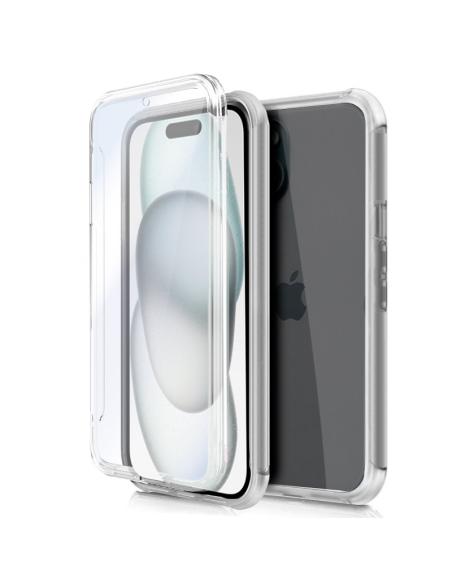 FUNDA MOVIL BACK + FRONT COVER COOL SILICONA 3D TRANSPARENTE IPHONE 15