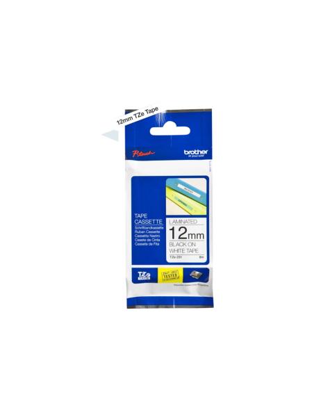 CINTA BROTHER TZE231 12MMX8M WHITE/BLACK