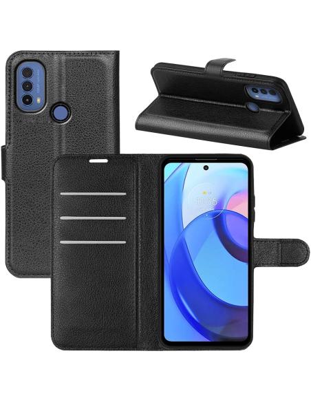FUNDA MOVIL HT FLIP CASE LEATHER BLACK MOTOROLA E20 / E30 / E40