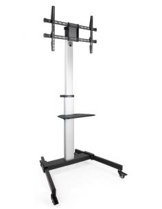 SOPORTE MONITOR SUELO MOVIL TOOQ 37-86 RUEDAS BLACK / SILVER