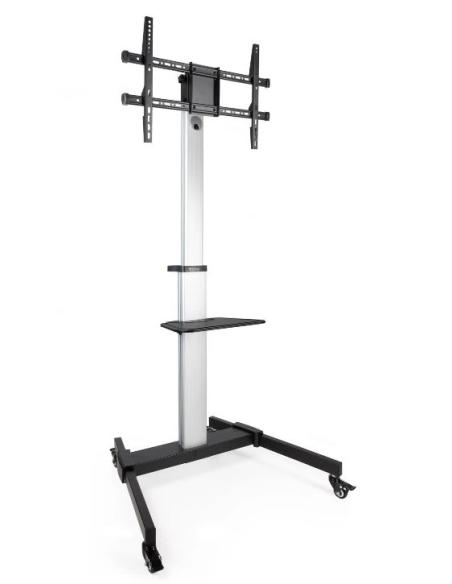 SOPORTE MONITOR SUELO MOVIL TOOQ 37-86 RUEDAS BLACK / SILVER