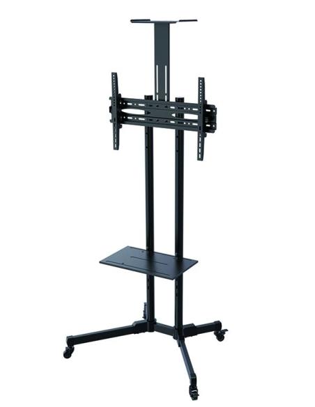 SOPORTE MONITOR SUELO MOVIL TOOQ 37-70 RUEDAS BLACK