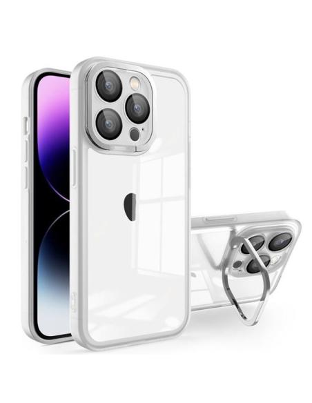 FUNDA MOVIL BACK COVER HT TPU TRANSPARENTE SILVER SOPORTE IPHONE 15