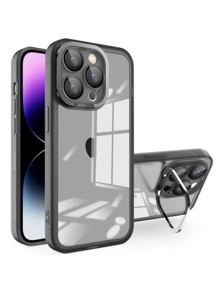 FUNDA MOVIL BACK COVER HT TPU TRANSPARENTE BLACK SOPORTE IPHONE 15 PRO