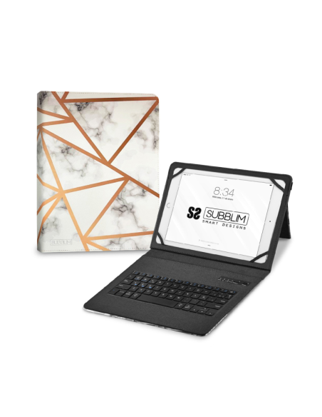 FUNDA TABLET SUBBLIM KEYTAB PRO 11 + TECLADO BLUETOOTH MARBLE WHITE