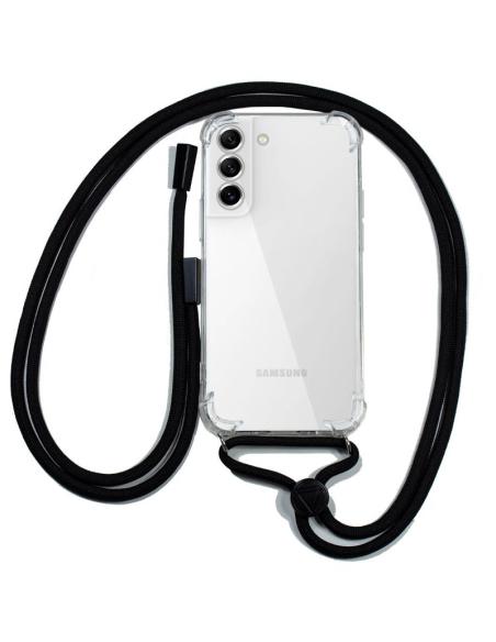 FUNDA MOVIL BACK COVER COOL SILICONA TRANSPARENTE + CORDON BLACK GALAXY S21 FE G990B