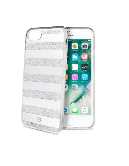 FUNDA MOVIL BACK COVER CELLY STRIPES WHITE/SILVER IPHONE 6 / 7 / 8 / SE