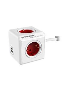 REGLETA POWERCUBE EXTENDED USB 4 TOMAS WHITE/RED 1.5M