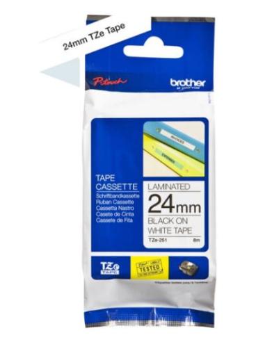 CINTA BROTHER TZE251 24MMX8M WHITE/BLACK