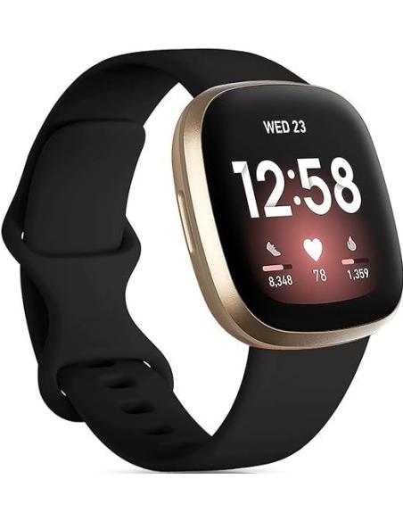 CORREA HT SILICONA BLACK PARA FITBIT VERSA 4 / VERSA 3 / SENSE 2 / SENSE
