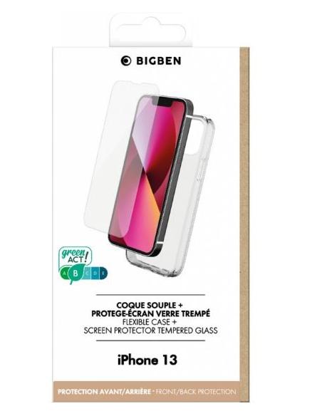 FUNDA MOVIL BACK COVER BIG BEN SILICONA TRANSPARENTE IPHONE 13 + CRISTAL TEMPLADO