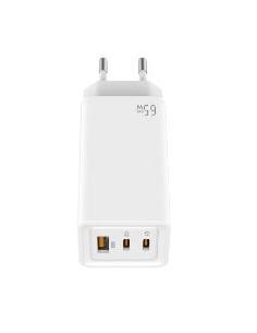 CARGADOR USB-C 2XUSB-C LEOTEC 65W GAN WHITE