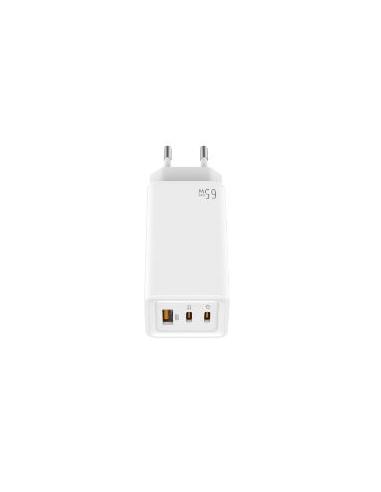 CARGADOR USB-C 2XUSB-C LEOTEC 65W GAN WHITE