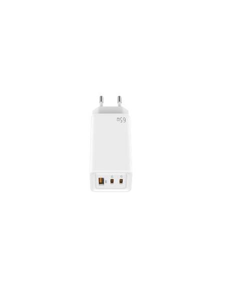 CARGADOR USBC 2XUSB-C LEOTEC 65W GAN WHITE