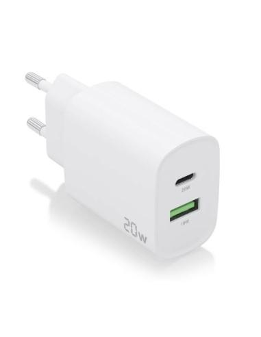 CARGADOR USB AISENS DUAL 20W USB + USB-C WHITE...