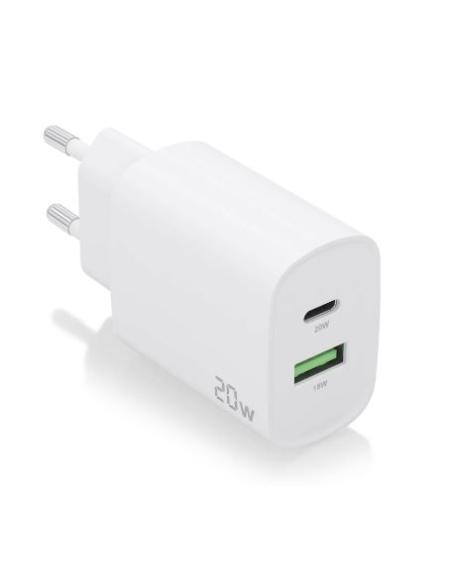 CARGADOR USB AISENS DUAL 20W USB + USB-C WHITE PARA CASA