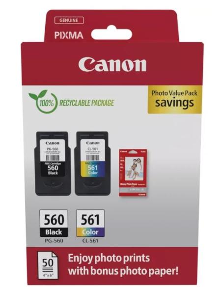 CARTUCHO CANON PG-560 / CL-561 MULTIPACK + PAPEL 50H TS5350 TS5351 TS5352 TS5353