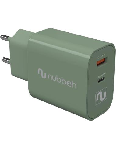 CARGADOR USB NUBBEH DUAL 30W USB + USB-C GREEN...