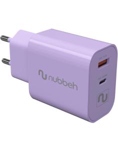 CARGADOR USB NUBBEH DUAL 30W USB + USB-C LILAC PARA CASA