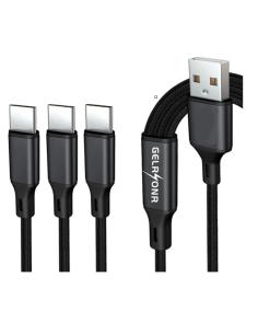 CABLE KABLEX USB MACHO / 3XUSB-C MACHO 1.25M TRENZADO BLACK