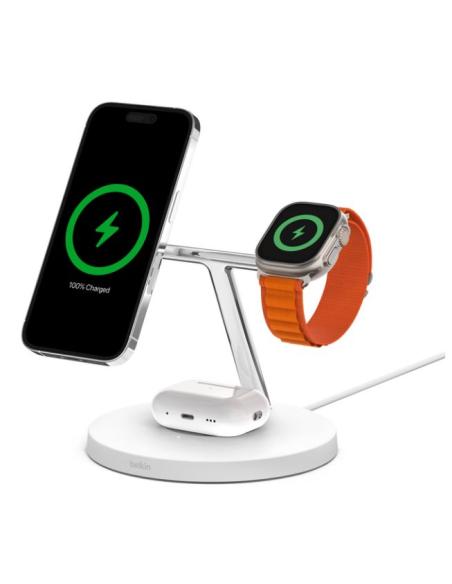 BASE DE CARGA BELKIN 3 EN 1 BOOST CHARGE PRO MAGSAFE WHITE