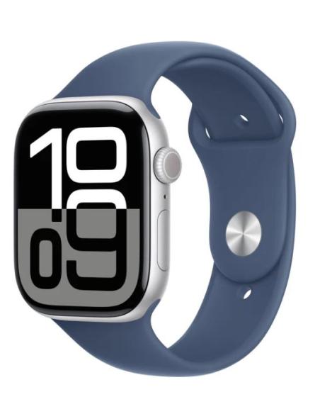 APPLE WATCH SERIES 10 GPS 46MM SILVER ALUMINIUM + CORREA DENIM SPORT BAND M/L