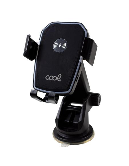 SOPORTE COCHE UNIVERSAL COOL CARGADOR QI REJILLA VENTOSA BLACK