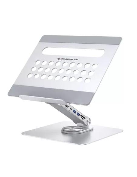 SOPORTE TABLET CONCEPTRONIC SILVER + PUERTO REPLICADOR 7 EN 1