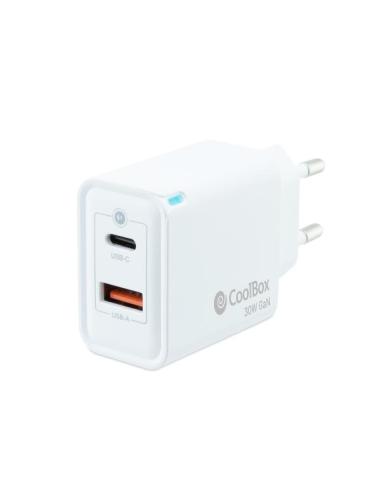 CARGADOR USB-C COOLBOX 30W 3A 1XUSB 1XUSB-C WHITE