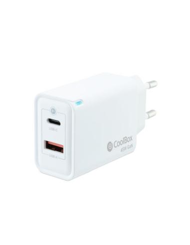 CARGADOR USB-C COOLBOX 45W GAN USB USB-C WHITE