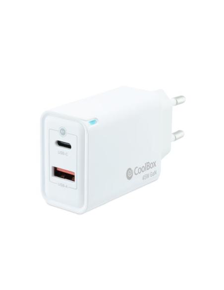 CARGADOR USB-C COOLBOX 45W GAN USB USB-C WHITE