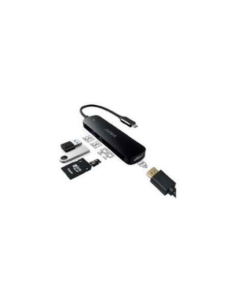 PUERTO REPLICADOR USB-C NILOX HDMI + 2XUSB 3.0 + MICRO SD + SD BLACK