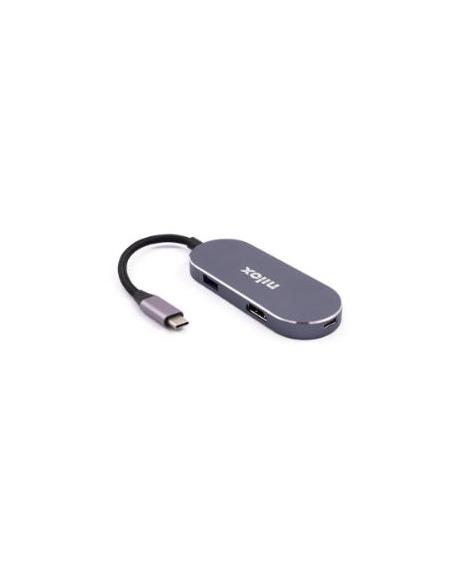 PUERTO REPLICADOR USB-C NILOX HDMI + 2XUSB 3.0 + USB-C PD 87W GREY