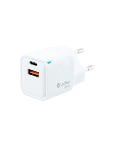 CARGADOR USB COOLBOX 20W GAN USB + USB-C WHITE...