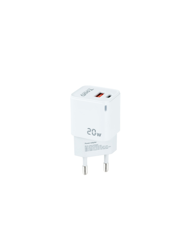 CARGADOR USB TOOQ 20W USB + USB-C WHITE PARA CASA